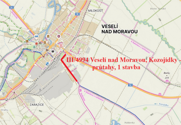 III/4994 Veselí nad Moravou, Kozojídky průtahy, 1. stavba