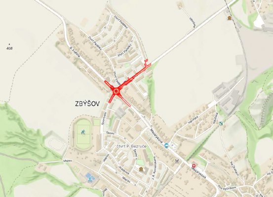 III/39510, III/39411 Zbýšov, okružní křižovatka