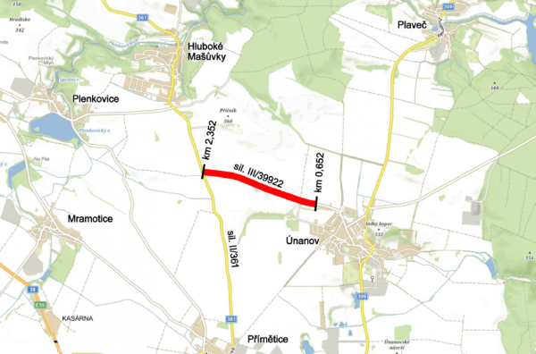 III/39922 Únanov - křiž. II/361