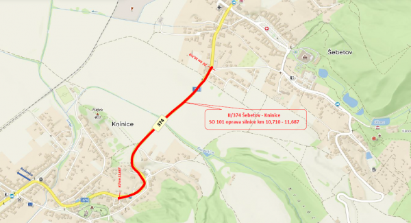 II/374 Šebetov - Knínice