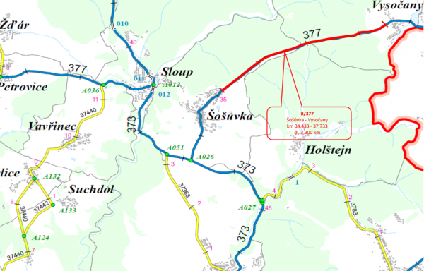 II/377 Šošůvka - Vysočany, mikrokoberec