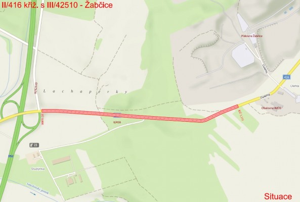 II/416 křiž. s III/42510 - Žabčice