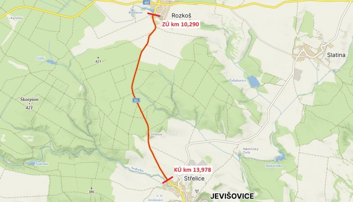 II/361 Rozkoš - Střelice