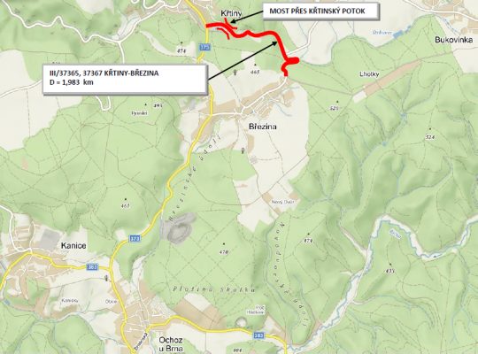 II/37367, 37365 Křtiny - Březina