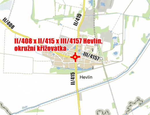 II/408, II/415, III/4157 Hevlín, okružní křižovatka