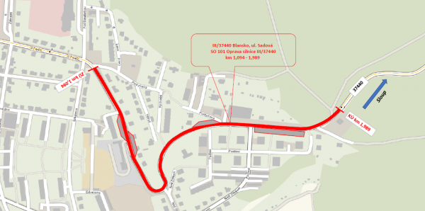 III/37440 Blansko, ul. Sadová, 1. etapa