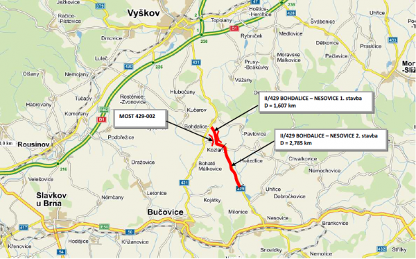 II/429 Bohdalice - Nesovice, 1. stavba