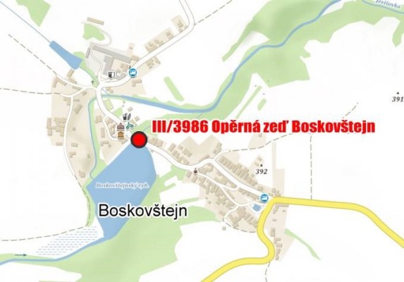 III/3986 Opěrná zeď Boskovštejn