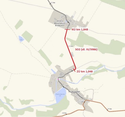 II/400 Vysočina - Hostim, III/3986 Boskovštejn - Jiřice u MB