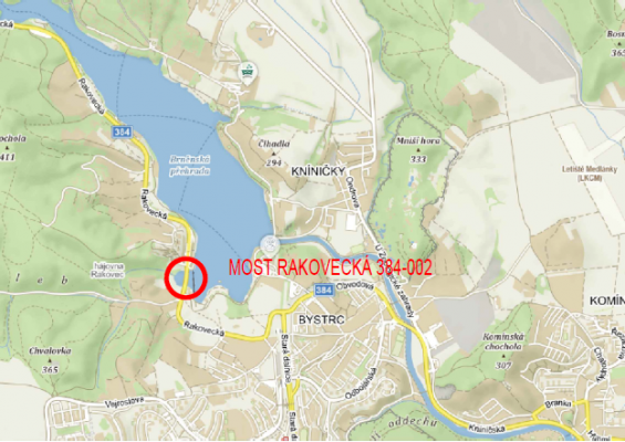 II/384 Brno, Rakovecká, most ev.č. 384-002 přes svodnici (přehrada)