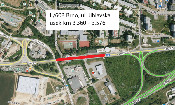 II/602 Brno, ul. Jihlavská (Oblá)