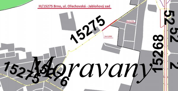III/15275 Brno, Ořechovská - Jabloňový sad
