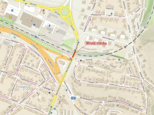 III/37915 Brno, Merhautova, most 37915-2 Studená přes trať