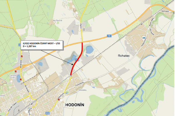 II/432 Hodonín - Černý most I/55