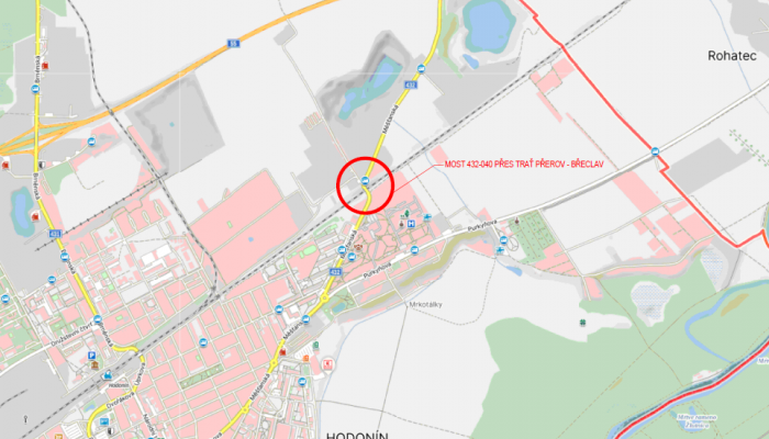 II/432 Hodonín, most 432-040 přes trať Přerov - Břeclav