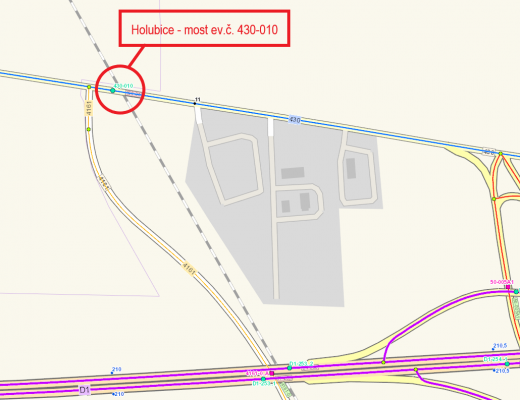 II/430 Holubice, most 430-010 přes vlečku