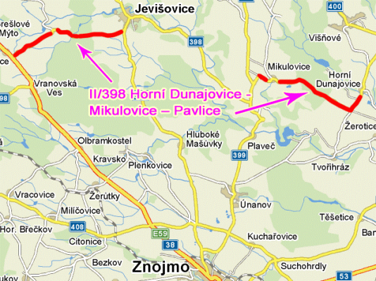 II/398 Horní Dunajovice - Mikulovice - Pavlice