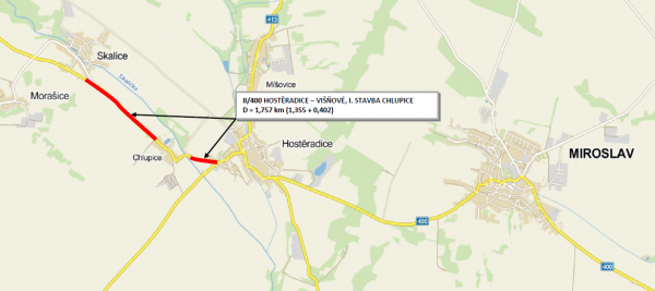 II/400 Hostěradice - Višňové, I. stavba