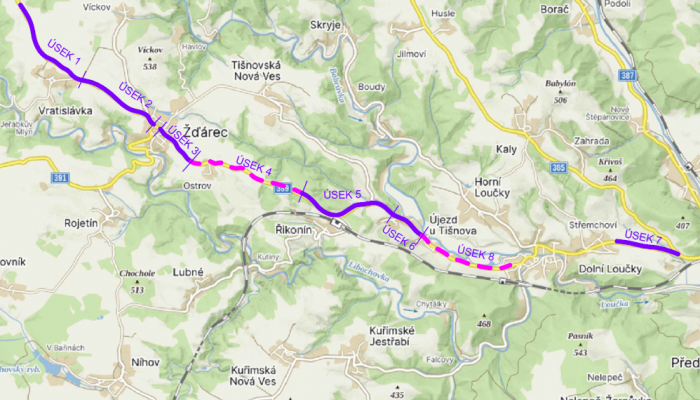 II/389 Hr. kr. Vysočina - Žďárec - Újezd - Dolní Loučky, I. etapa