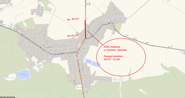 II/431 Dubňany x s III/4254 - benzinka
