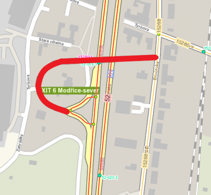 III/15280 Modřice - podjezd pod I/52