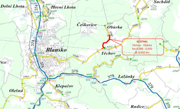 III/37441 Těchov - Obůrka