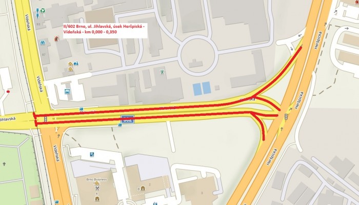 II/602 Brno, ul. Jihlavská, úsek Heršpická - Vídeňská