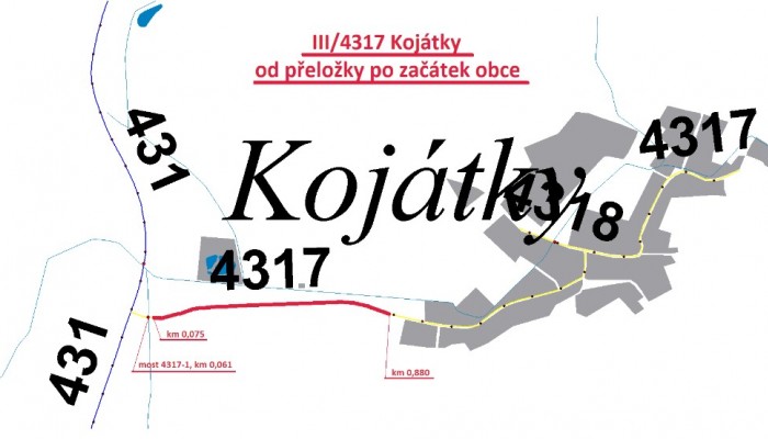 III/4317 Kojátky od přeložky po zač. obce