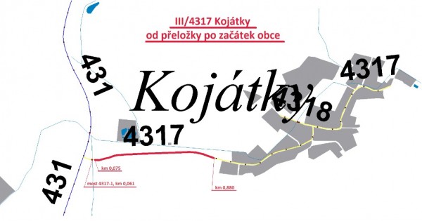 III/4317 Kojátky od přeložky po zač. obce