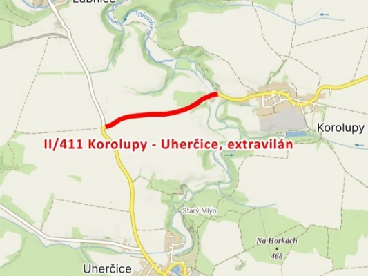 II/411 Korolupy - Uherčice, extravilán