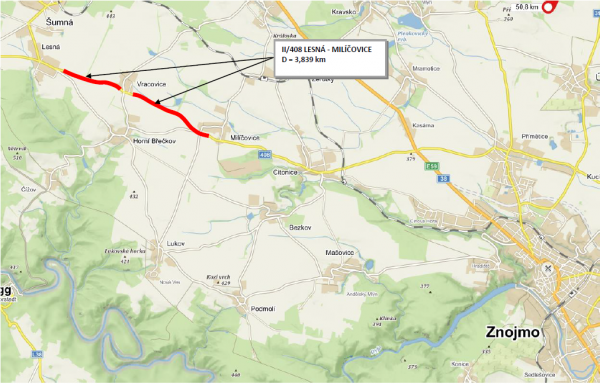 II/408 Lesná - Milíčovice