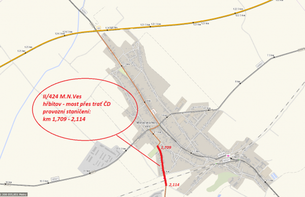 II/424 M. N. Ves hřbitov - most přes trať ČD