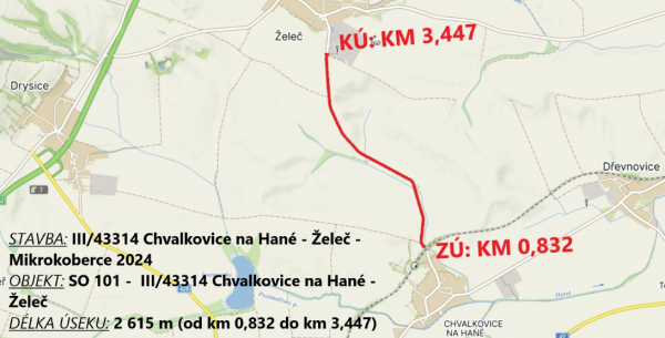 Mikrokoberce 2024 - III/43314 Chvalkovice na Hané - Želeč