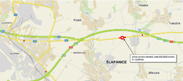 II/430, III/3833 Mokrá - okružní křižovatka