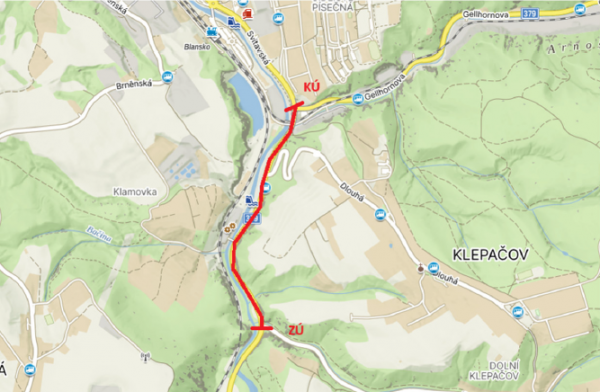 II/379 Lipůvka - Blansko, I. et. - křiž. Olomučany - Blansko