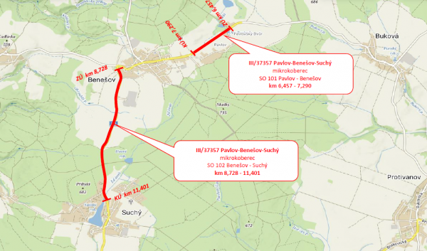 Mikrokoberce 2025 - III/37357 Pavlov - Benešov - Suchý