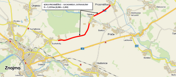 II/413 Prosiměřice – Suchohrdly, extravilány