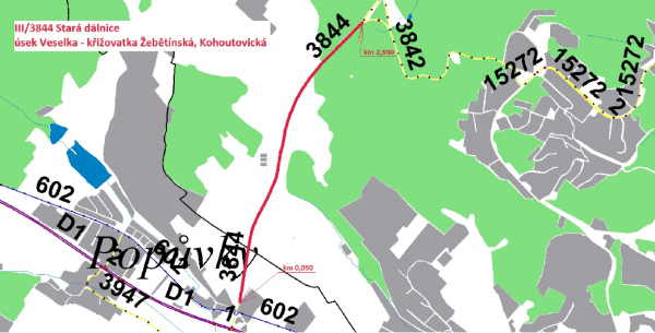 III/3844 Stará dálnice, úsek Veselka - křiž. Žebětínská, Kohoutovická