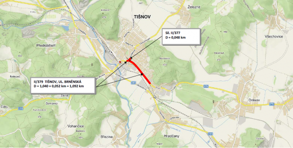 II/379 Tišnov - Drásov, II. et. Tišnov, ul. Brněnská