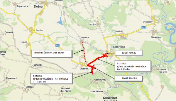 II/409 Uherčice - Vratěnín - Rancířov, 2.-5. st., I. et. 2.-3. st.