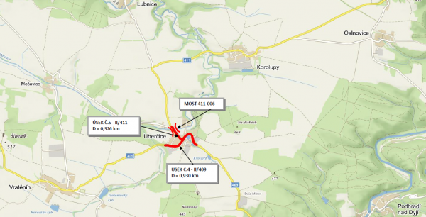 II/409 Uherčice - Vratěnín - Rancířov, 2.-5. st. ,II.et. 4.-5. st.