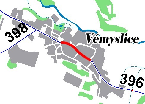 II/396 Vémyslice, průtah