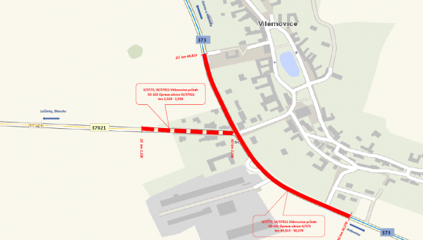 II/373, III/37921 Vilémovice průtah