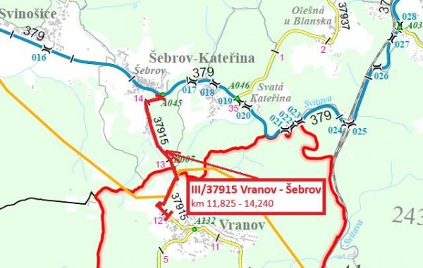III/37915 Vranov - Šebrov