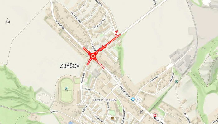 III/39510, III/39411 Zbýšov, okružní křižovatka