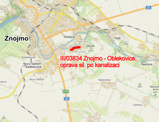III/03834 Znojmo - Oblekovice, rekonstrukce sil. po kanalizaci