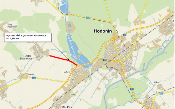 III/42222 křiž. s I/55-Dolní Bojanovice