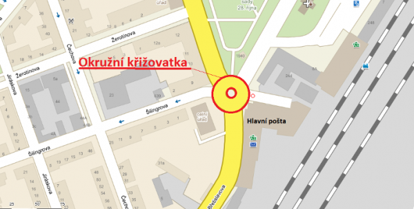 II/425 Břeclav, OK u hlavní pošty