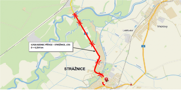 II/426 Bzenec Přívoz - Strážnice, I/55