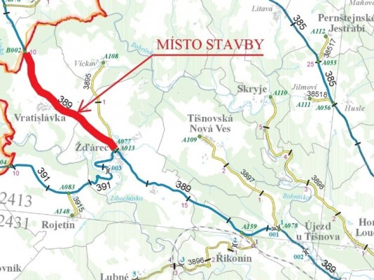 II/389 Hr. kr. Vysočina - Žďárec - Újezd - Dolní Loučky, I. etapa